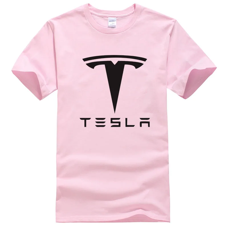 Pink Новинка, Tesla, мужские футболки, короткий рукав, круглый вырез, с буквенным принтом, хлопок, мужские футболки, повседневная футболка для мальчиков, топы, много цветов, T134 - Цвет: Pink