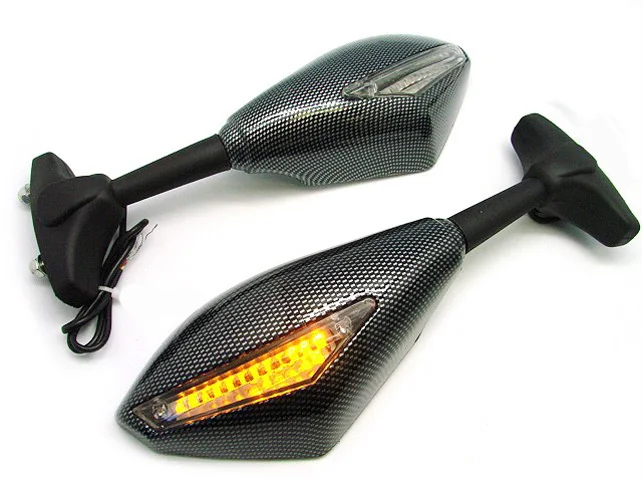 Змеиной Черный Зеркала ж/LED Сигналы Поворота Для Kawasaki Ninja EX 500 500R | Автомобили и