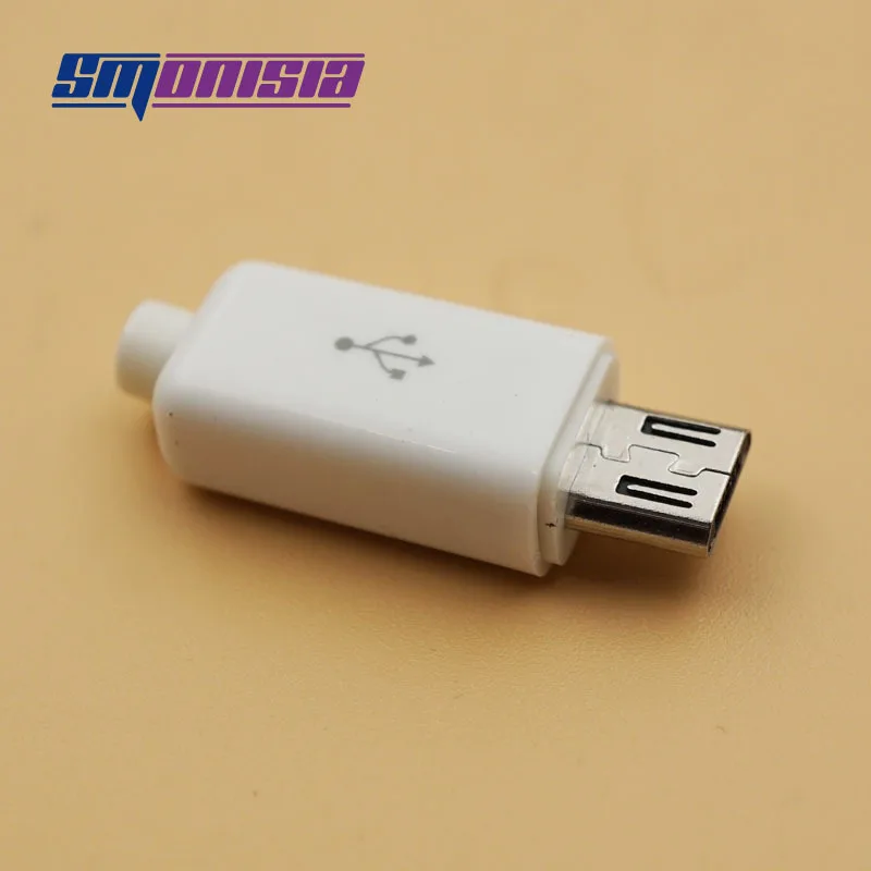 Smonisia 20 комплектов Micro USB штекер 5 Pin разъем с белым пластиковым покрытием сварочный