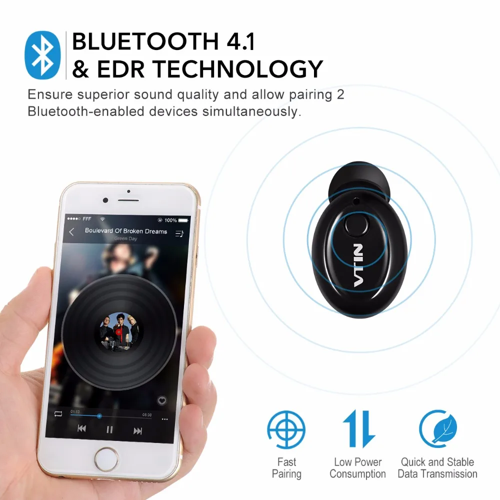 VTIN мини наушники беспроводные Bluetooth портативные спортивные вакуумные ушной
