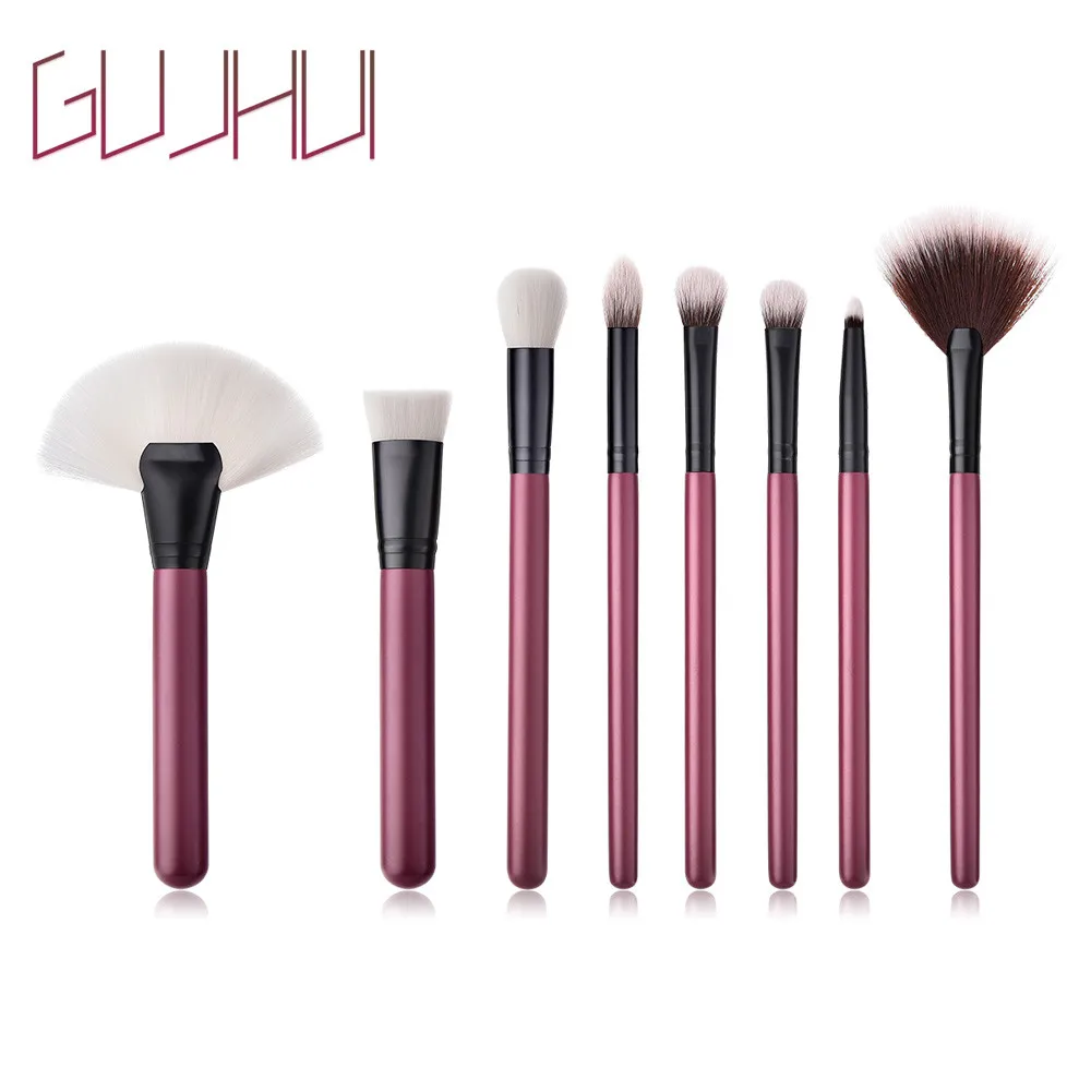 GUJHUI Роскошные professional Pennello да trucco 8 шт. косметическая с деревянной ручкой расчёски