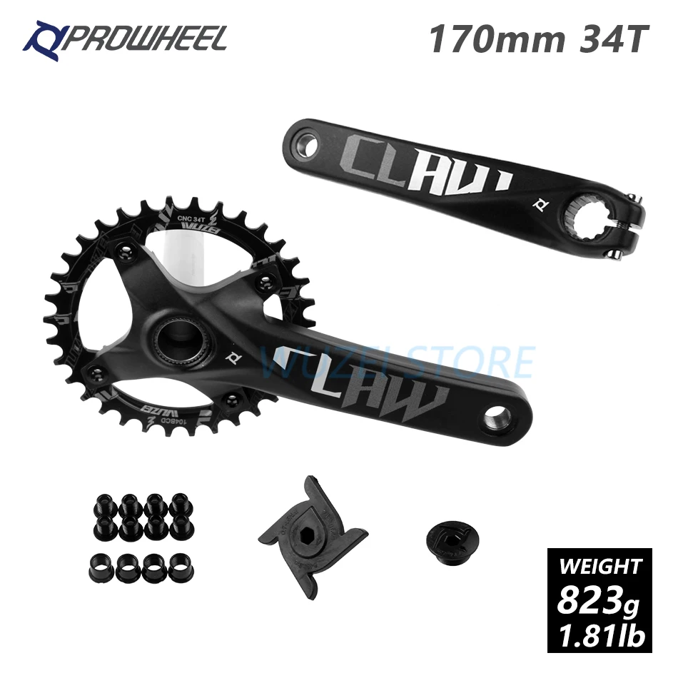 WUZEI mtb велосипедные рукоятки пластины 4 лак для ногтей, 104 BCD 170/175 мм/30/32/34/36/38 T Круглый звездочки шатун для горного велосипеда комплект велосипедная часть - Цвет: 170mm Black 34T