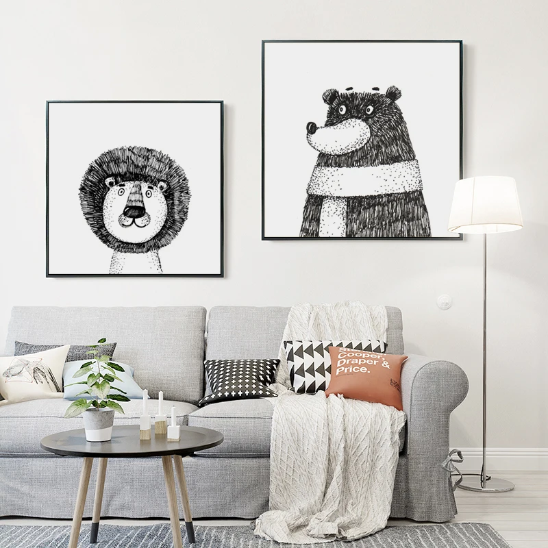 07 г абстрактные животные Лев медведь Портрет холст Художественная живопись