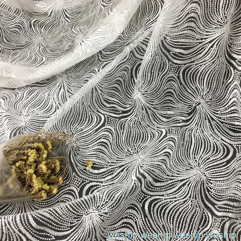 2 ярдов белая ажурная Пряжа Ткань вышивка кружевная сетка ткань свадебное платье