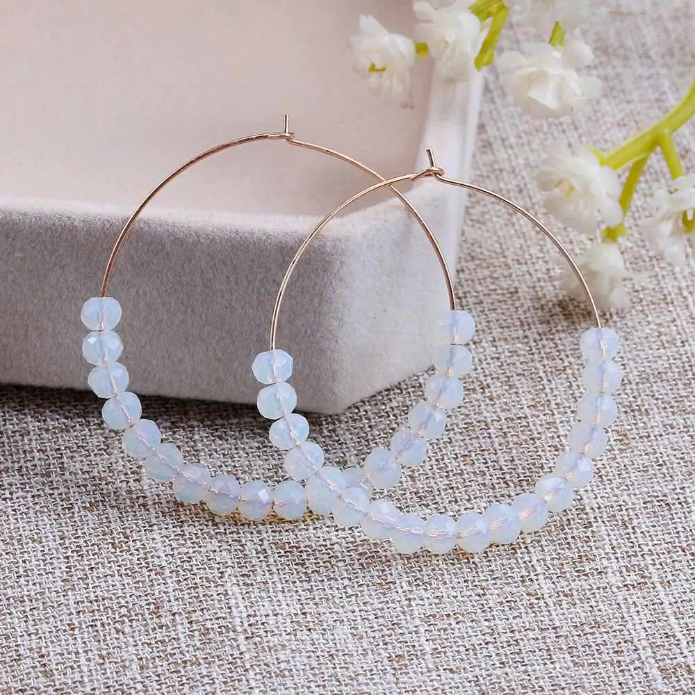 6 Bohemian Handmade Natural Stone Beads Hoop Earrings for Women New Fashion Loop Round Circle Creole Earring Designer Jewelry - Окраска металла: 6