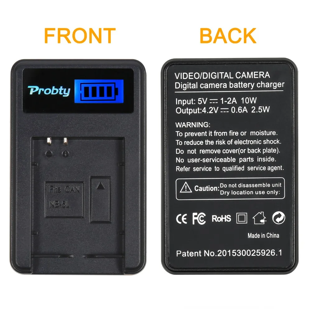 PROBTY 1 шт. NB-5L NB 5L NB5L Батарея + ЖК-дисплей USB Зарядное устройство для Canon S110 SX200 SX210 SX220