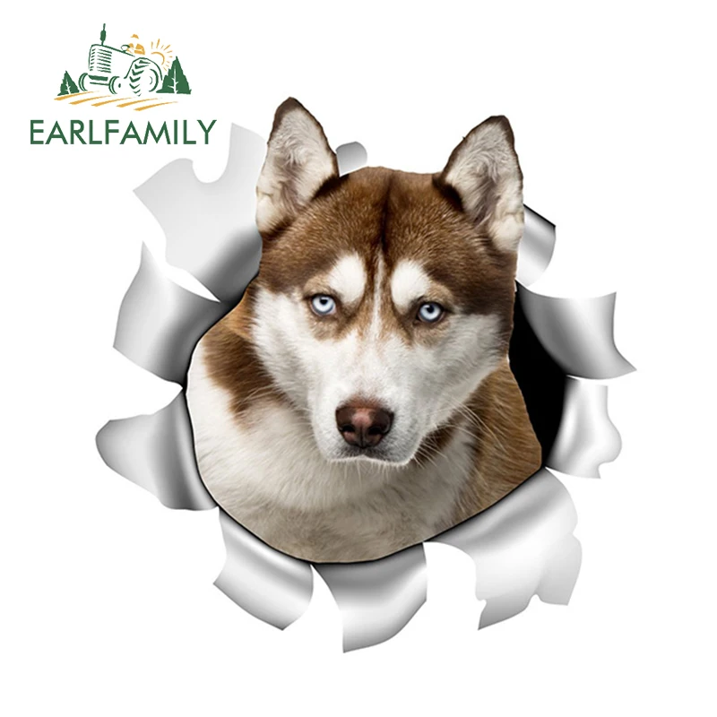EARLFAMILY 13 см x 12 6 Сибирский хаски Автомобильная наклейка рваная металлическая для