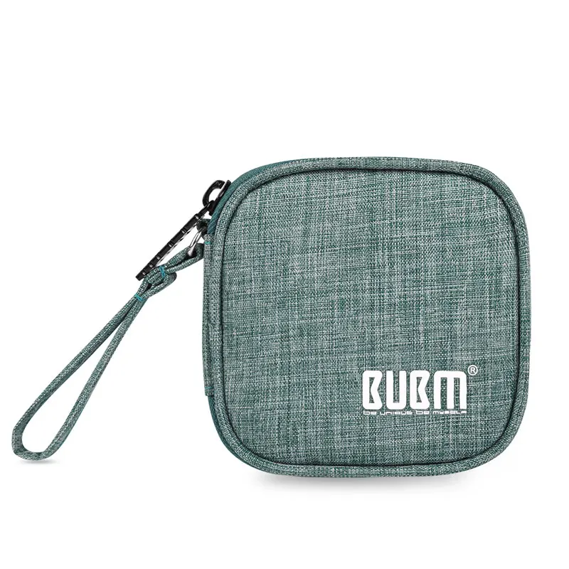Square green BUBM чехол для переноски наушников держатель сумка для хранения USB гаджет органайзер для наушников Мини-чехол для наушников, Airpods, кабель, usb-накопитель - Цвет: Square green
