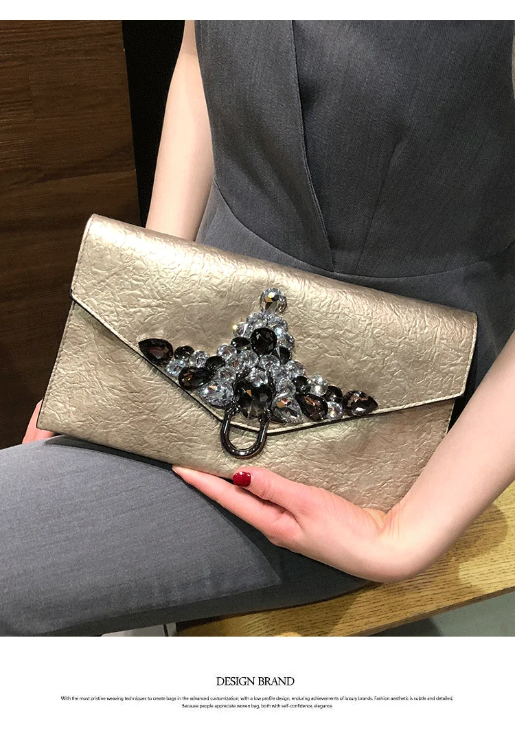 Korean Style Diamond Clutch Bag PU Leather Fashion Clutches Bags Solid Color Big Purse Women Shoulder Bags Crossbody Pack Gifts