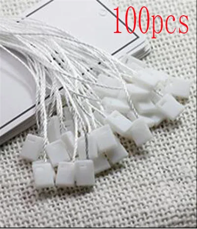 B 100pcs Clothing Tag Rope Clothes Lanyard Single Hand Wearing Rope Hanging Grain Plastic Square Buckle Label Polyester Rope - Цвет: B