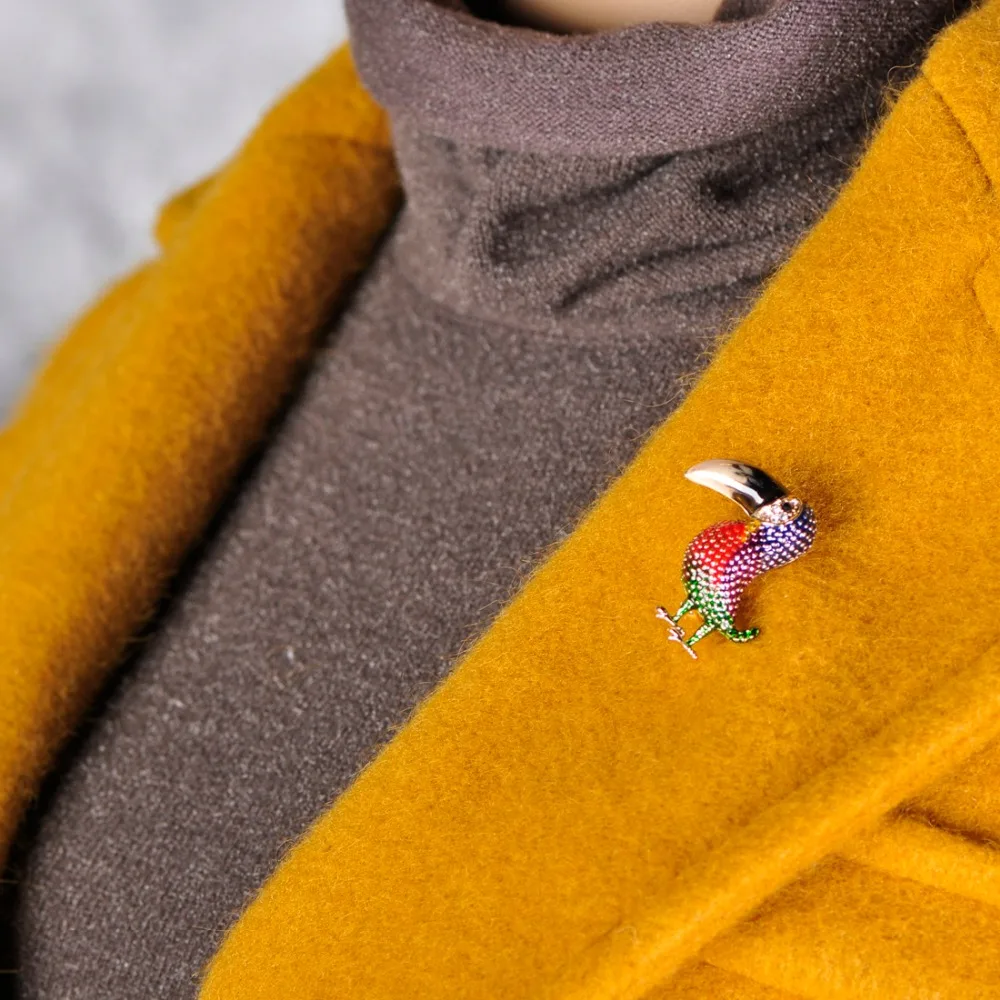 Красочные эмалевые Броши Funmor в форме тукана с Дятлом Корсажная брошь золотого