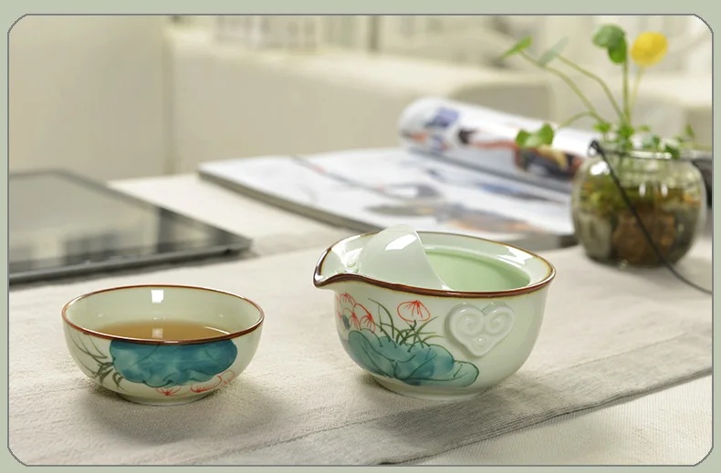 1 горшок 1 чашка Gaiwan расписанный вручную фарфоровый чайник чашка для чая, гайвань дорожный чайный набор кунг-фу чайные наборы чайная чашка Quik керамический чайник