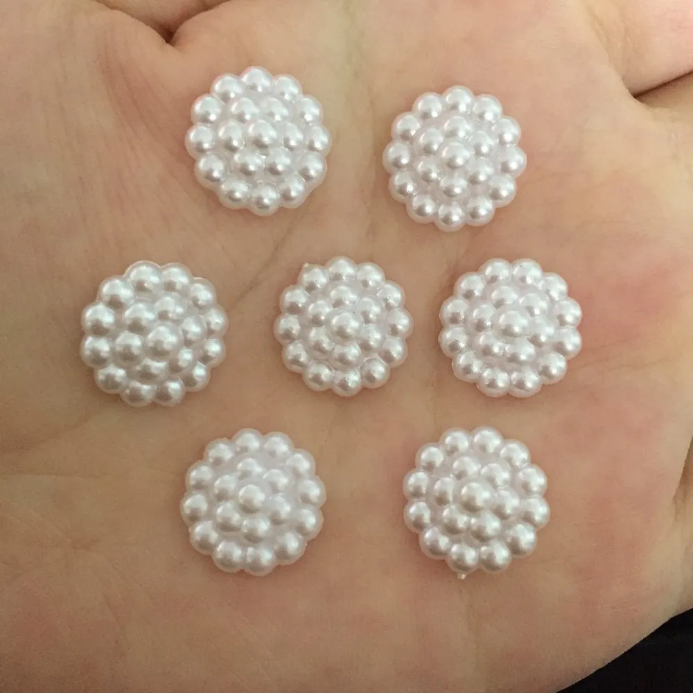 120 шт. 14 мм белый пластиковый жемчуг цветок круглая форма скрапбукинг рукоделие