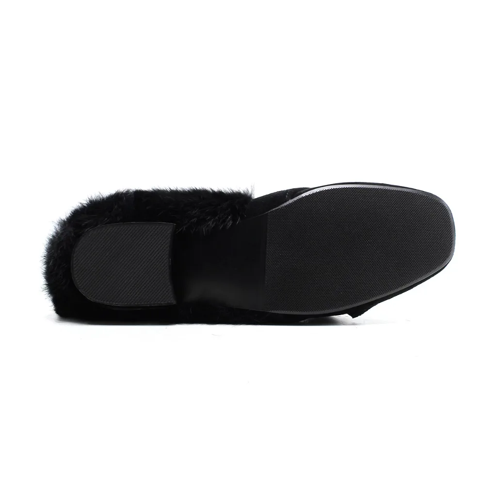 Kmeioo женские лоферы зимние Шлёпанцы Buckle Mule слайды квадратный носок Туфли без