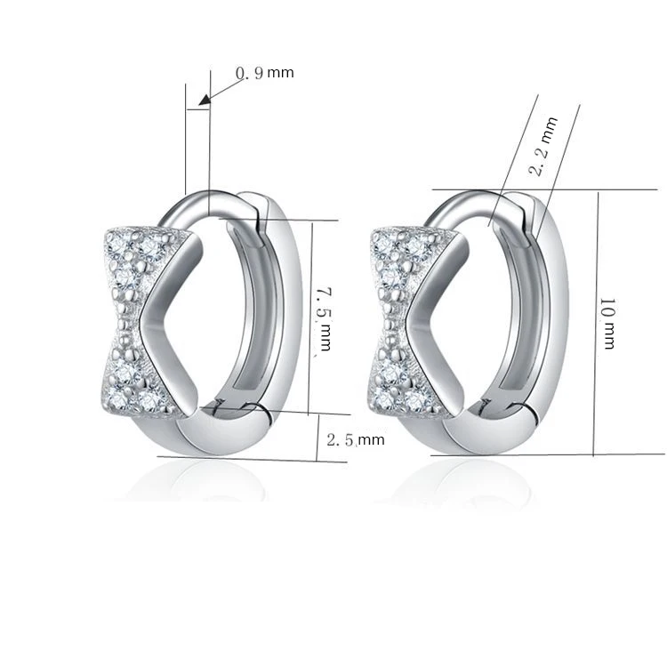 Детские серьги кольца из серебра 925 пробы с бантом|small hoop earrings|fashion earringshoop earrings |