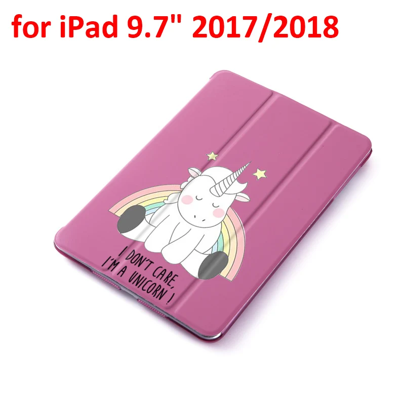 Чехол с единорогом для ipad 9,7 дюймов ipad 2 3 4 5 6 из искусственной кожи Стенд кожаный чехол матовый чехол-накладка чехол для ipad Air 1 2 - Цвет: for 2017 2018 ipad