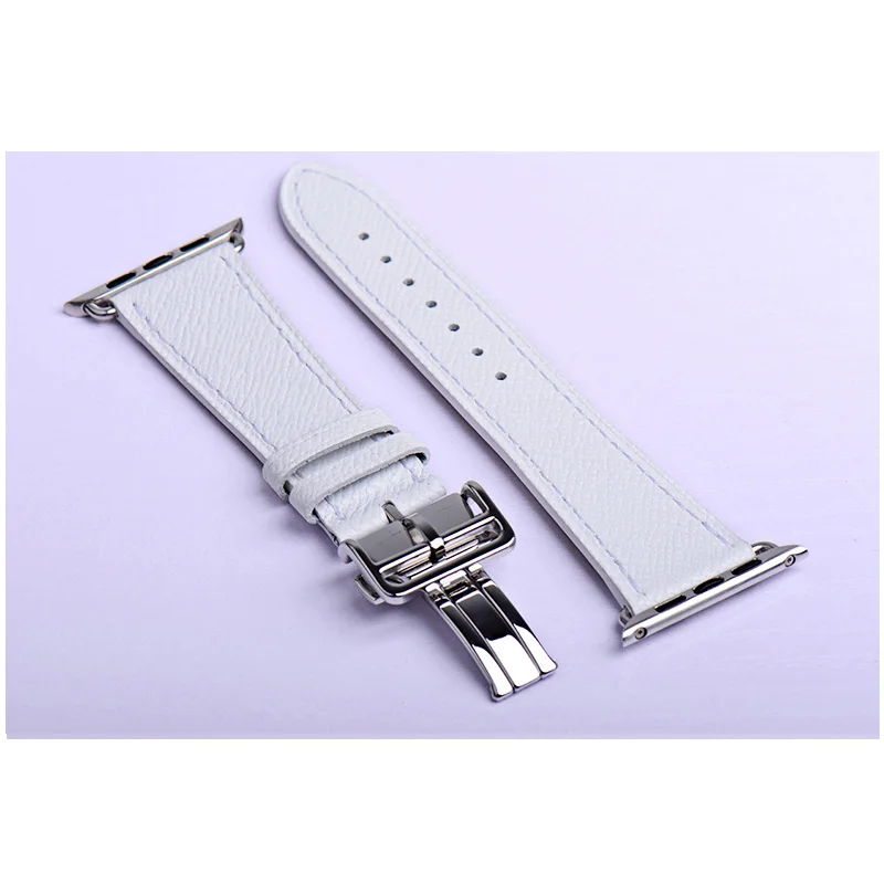 white Кожаный ремешок для Apple watch band 4 44 мм 40 мм iwatch band 42 мм 38 мм браслет с пряжкой для Apple watch 4 3 21 - Цвет ремешка: white