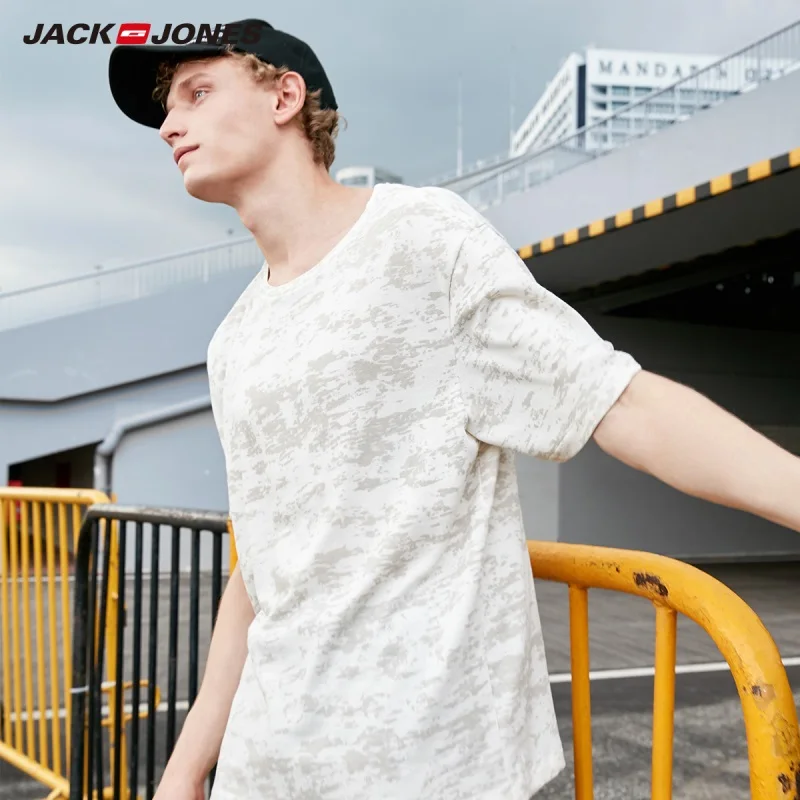 JackJones Мужская камуфляжная футболка из 100% хлопка C | 219101541 одежда