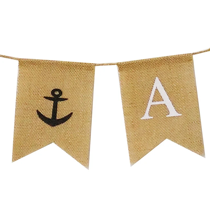 13 флагов якорь моряк Ahoy это мальчик Мешковина баннер стикеры морской тематики