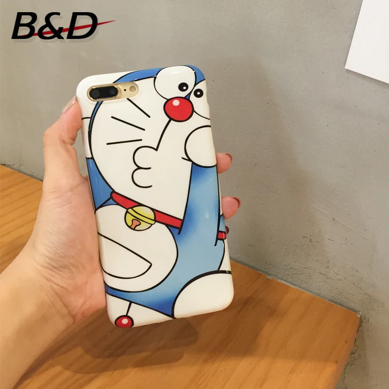 Cute Doraemon Japan Cartoon Patterned Phone Case For Iphone 7 6S Plus Lovely Elephant Soft Glossy Silicon TPU Cover |