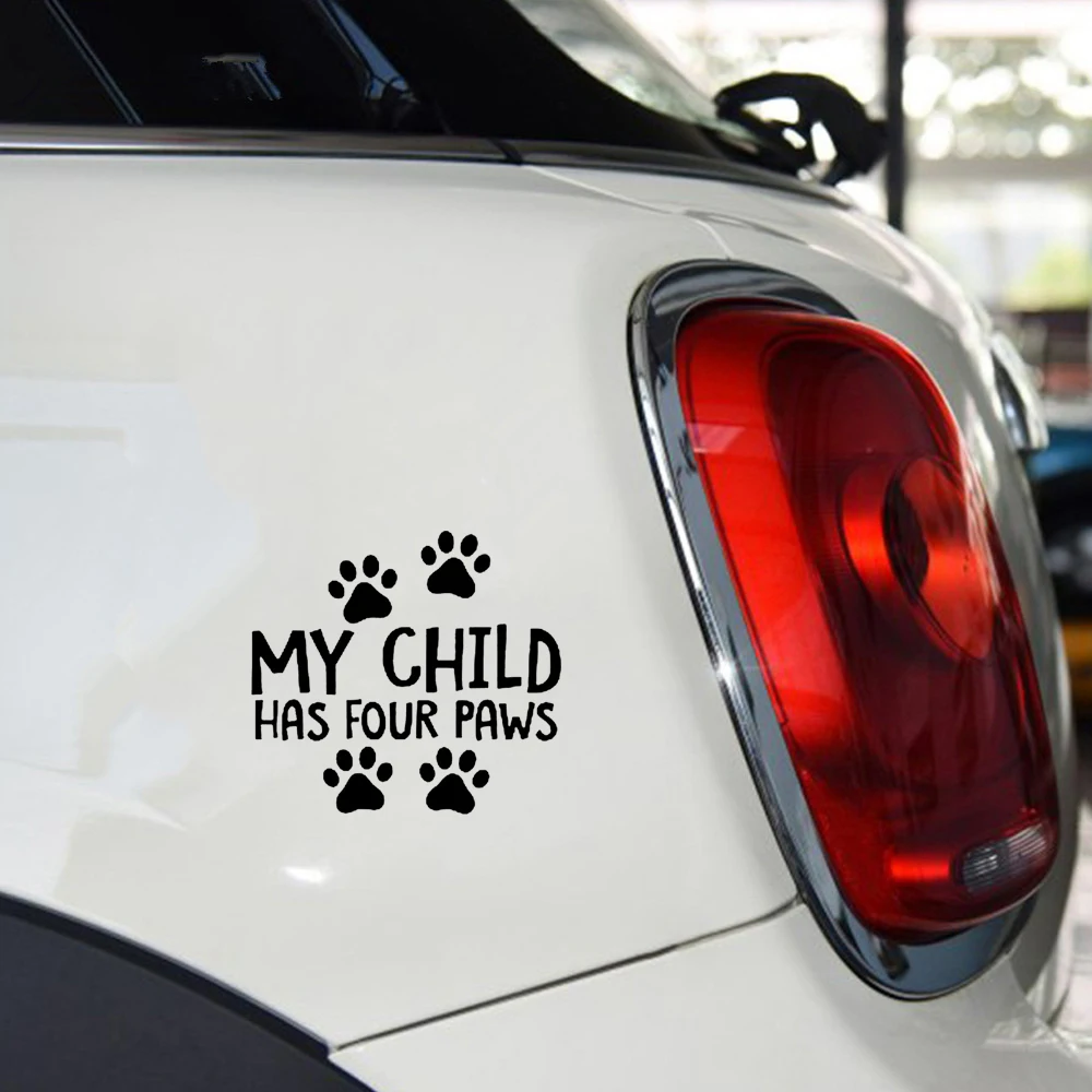 13.5CM*12.3CM My Child Has Four Paws Car Truck Vinyl Decal Sticker Dog Cat Pet Cute Styling | Автомобили и мотоциклы