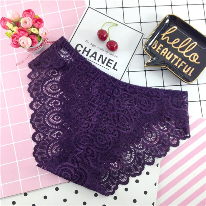WP151 purple Сексуальное женское кружевное нижнее белье с низкой талией, модные популярные трусы больших размеров, женское нижнее белье - Цвет: WP151 purple