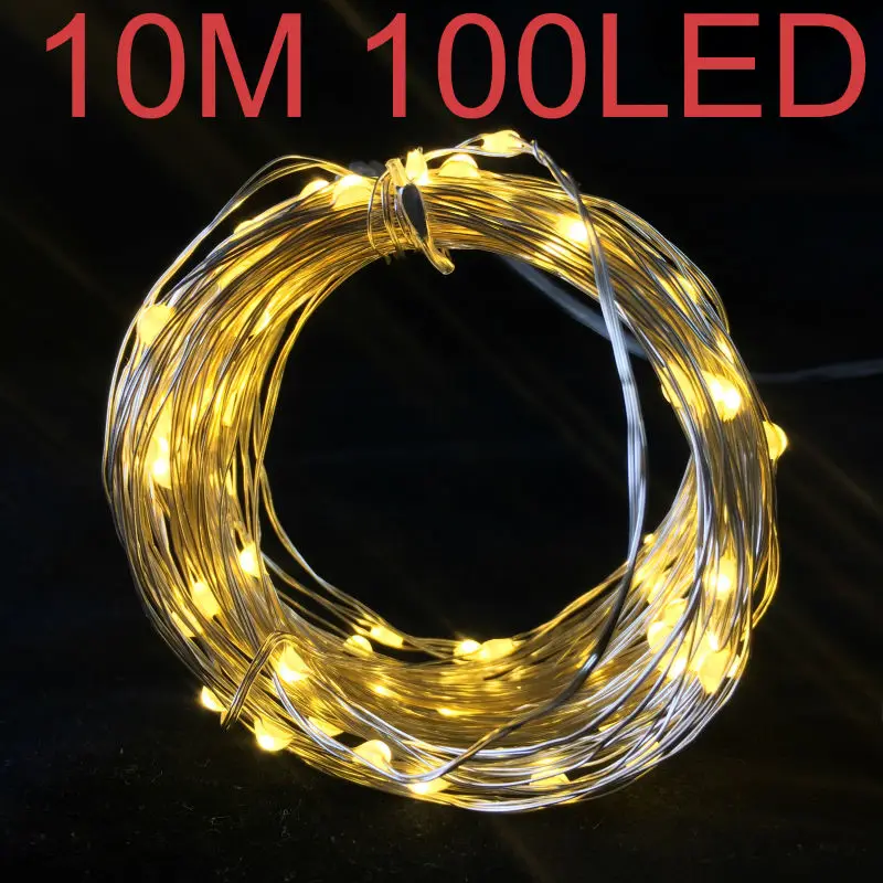 

Christmas Home Decoration Accessories Battery LED String Lights Silver Coated Copper Wire 10M 100pcs Micro LED