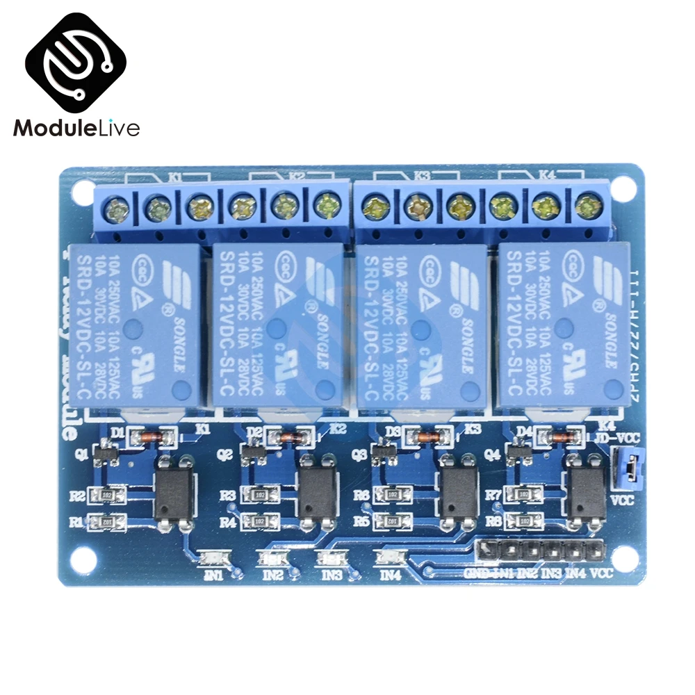 12 В постоянного тока 4 канала канальное релейное строение для Arduino ARM AVR DSP PIC MSP AC 250