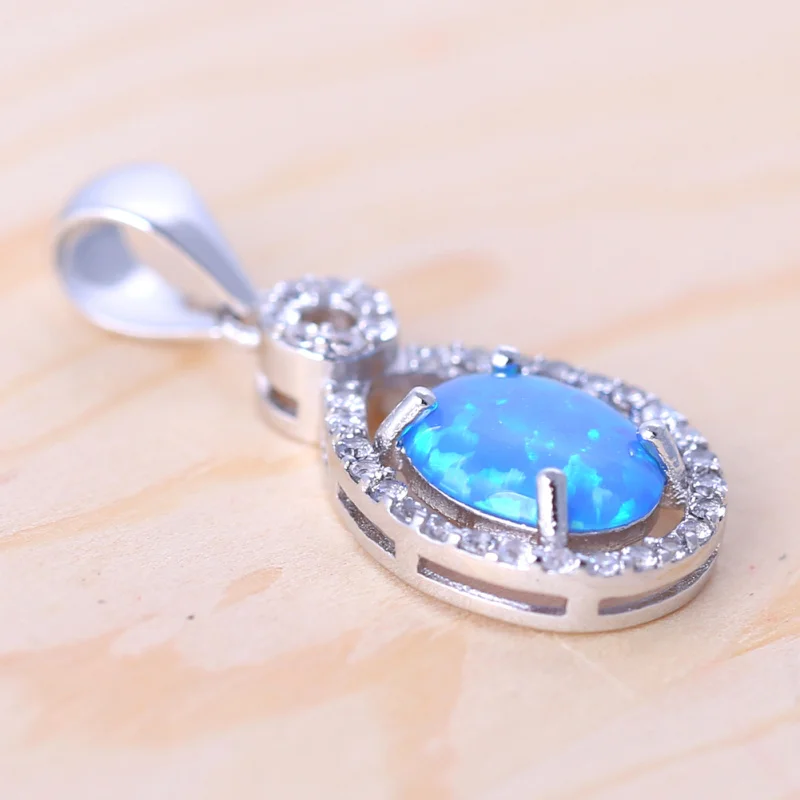 Ожерелье женское из серебра 925 пробы с голубым огненным опалом | Украшения и