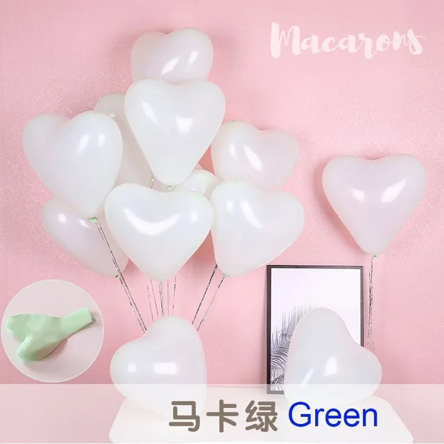 green heart 10inch 100 шт. 5 дюймов 10 дюймов латексный шар Макарон круглый шар сердца Свадебный декор для комнаты свадебный стол воздушные шары для украшения вечеринок - Цвет: green heart 10inch