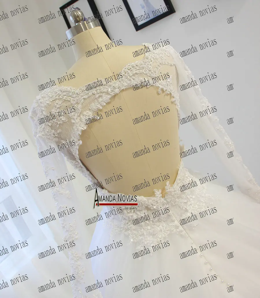 Горячая Распродажа года халат De mariée длинный рукав Кружево аппликации открытой спиной Пышное Бальное Платье Свадебное Платье
