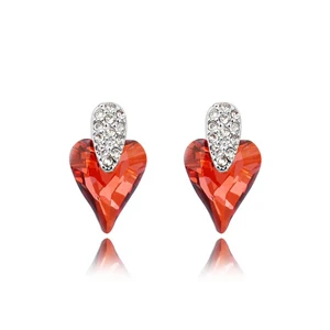 BAFFIN оригинальные кристаллы от Swarovski Мини Сердце серьги гвоздики для женщин Романтический Свадебные украшения - Окраска металла: Crystal red magma