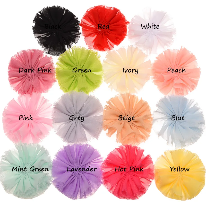 100 шт потертые шикарные шифоновые цветы бутиковая Розочка цветок для волос в