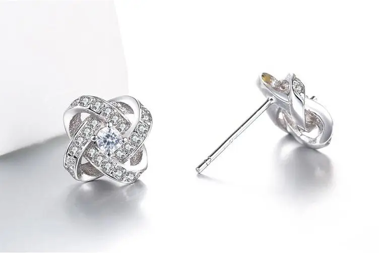 Женские серьги гвоздики из серебра 100% пробы с кристаллами|Серьги-гвоздики| |