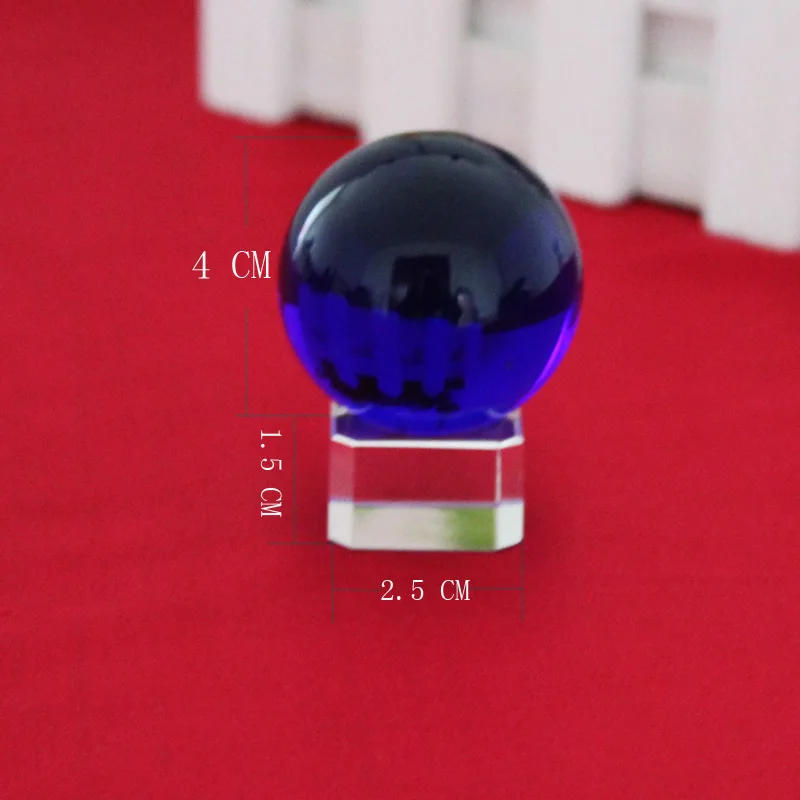 40 мм + подставка АЗИАТСКИЙ КВАРЦ чистый синий магический хрустальный стеклянный