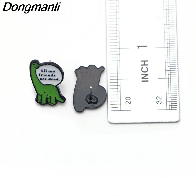 P3078 Dongmanli динозавр пирсинг для уха гвоздики дети милые серьги женщин Эмаль