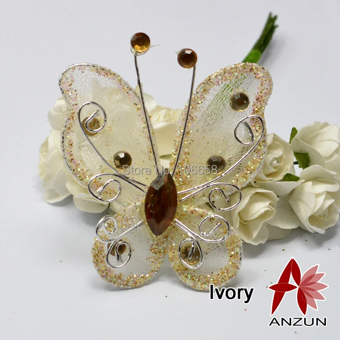 

30pcs 5cm Stocking Butterfly Wedding Decoration DIY family decorates Ivory