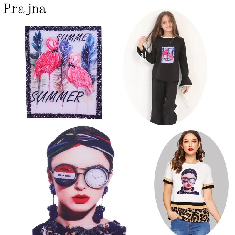 Заплатка с бисером Prajna Стразы модная нашивка большим фламинго для девушек