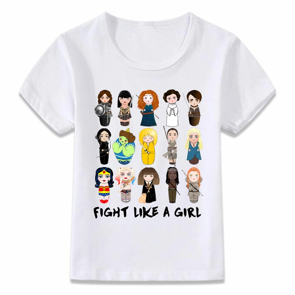 oal160c Детская футболка с надписью «Fight Like A Girl Samus Chun Li Sailor Moon Lara Croft» Футболка для малыша oal160 - Цвет: oal160c