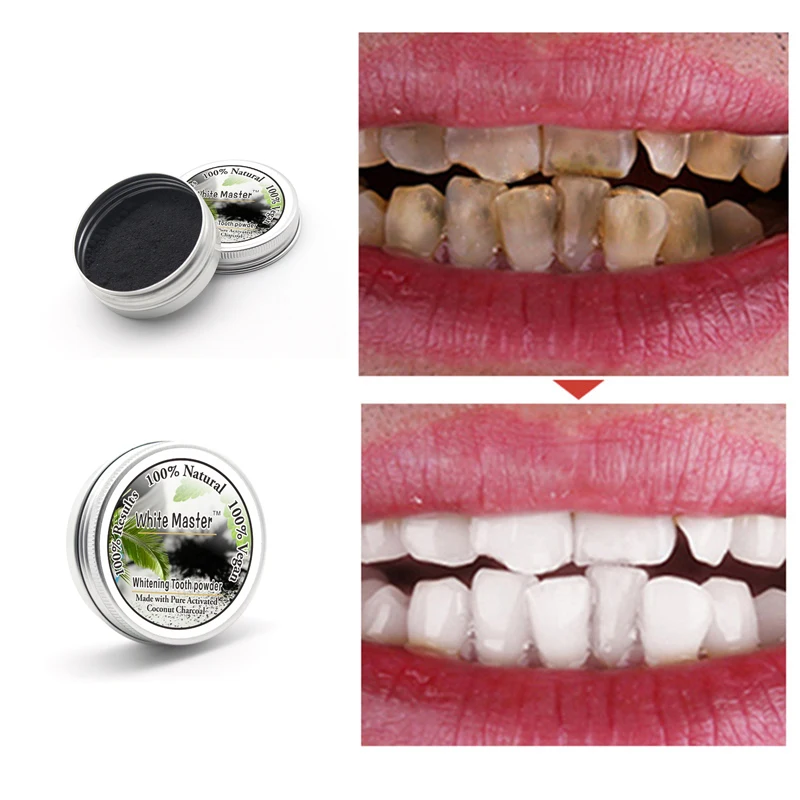 Натуральный Отбеливание зубов порошок дым кофе чай пятновыводитель гигиены