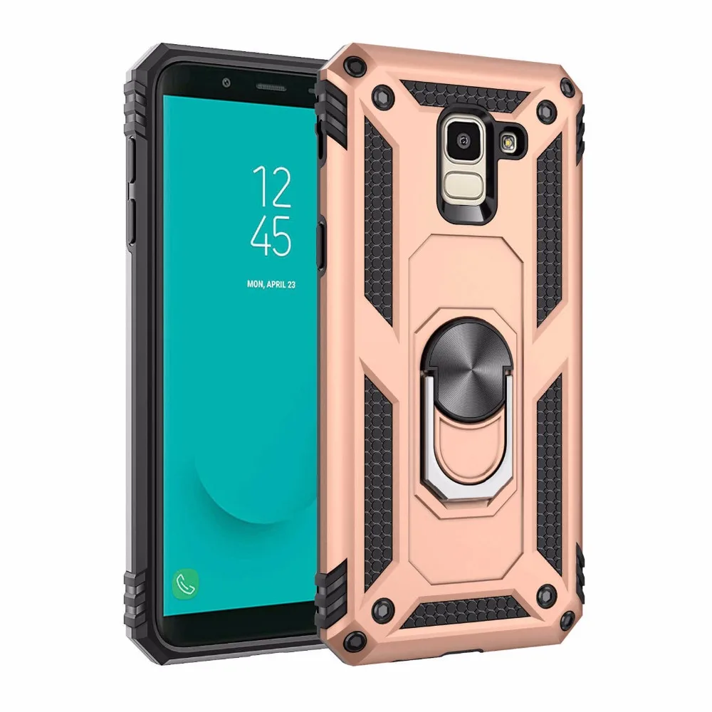For Samsung Galaxy A6 A8 Plus 2018 case Holder Stand Armor Hybrid Magnetic Bracket Finger Ring Cover J6 J8 A7 A750 A9 | Мобильные