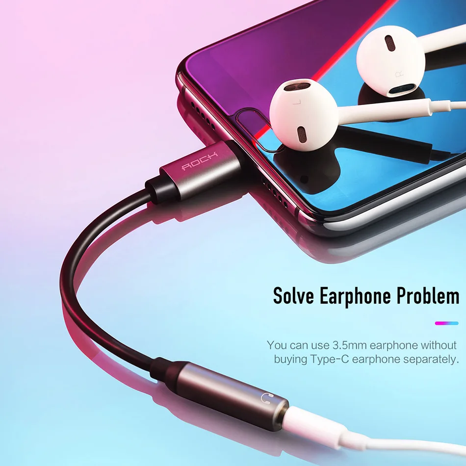 Аудиокабель-адаптер типа C-3 5 мм с разъемом ROCK USB AUX Наушники OTG для Huawei mate 20 P30 pro Xiaomi