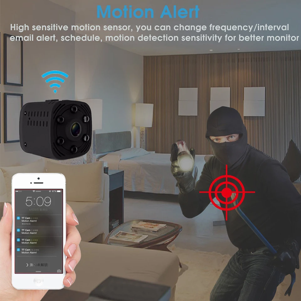 Невидимая ночная версия 1080P Wifi мини камера беспроводная для обнаружения движения