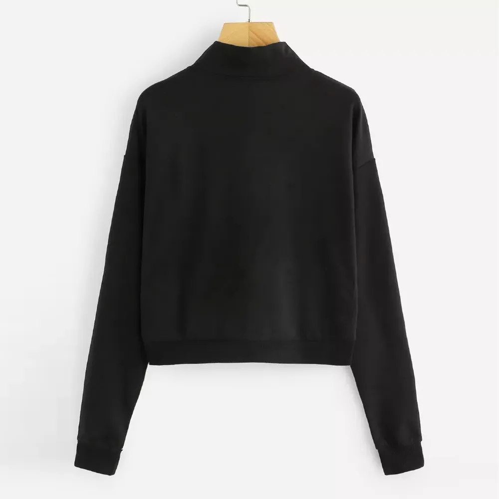 Модный свитшот женский длинный рукав женщины толстовка с капюшоном на молнии