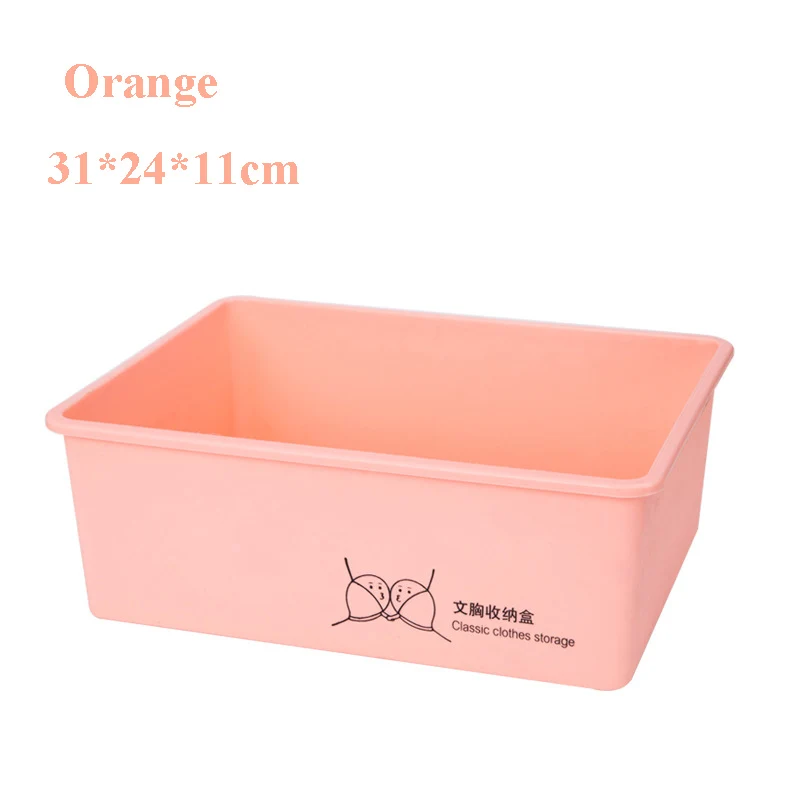 Orange for bra Плотная полипропиленовая коробка для хранения большого нижнего белья пластиковая коробка Organizadores De Gavetas коробка для сортировки бюстгальтера чехол для хранения бюстгальтера носки - Цвет: Orange for bra