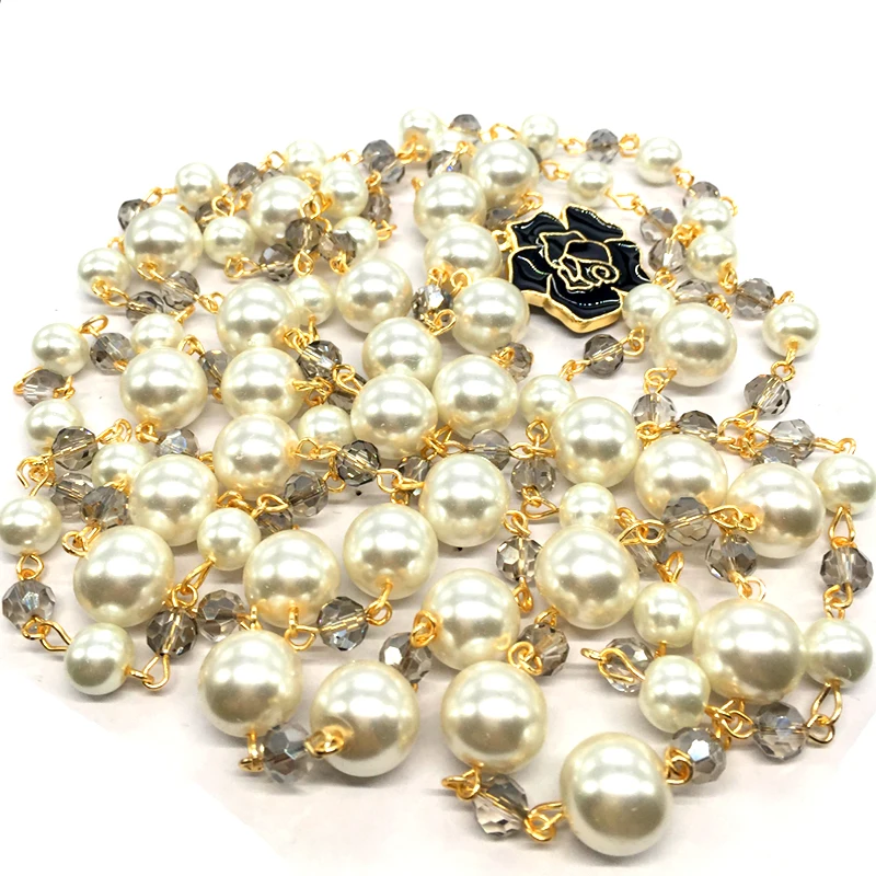 Бренд cnaniya Двухслойное длинное ожерелье с искусственным жемчугом для женщин