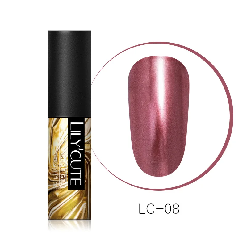 LC-08 5ml LILYCUTE 7 мл/5 мл гель с металлическим эффектом лак для ногтей серебро розовое золото долговечные ногти замочить от УФ-гель для дизайна ногтей лак 14 цветов - Цвет: LC-08 5ml