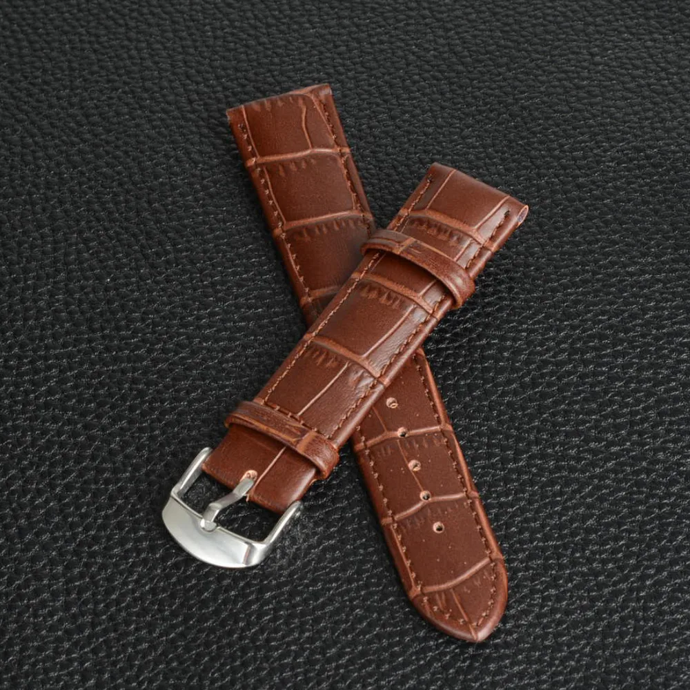20 мм унисекс часы из натуральной кожи ремешок браслет Темно Коричневый Ремешки