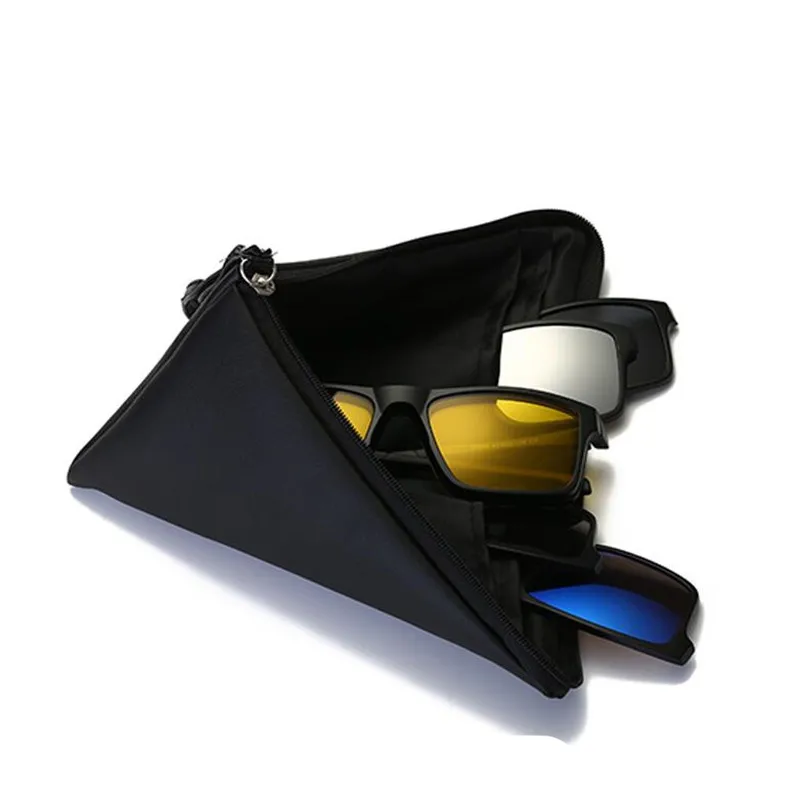 

KESMALL 5Pcs Magnetic Sunglasses With Glasses Frame Men Polarized Lens Night Vision Women Clip on Sunglass Myopia Frames YJ1151