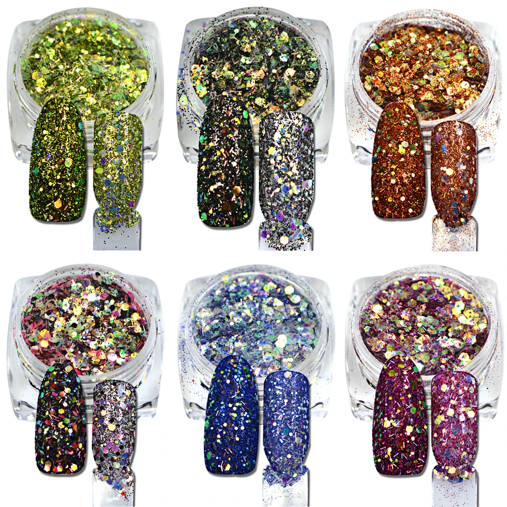 1 шт. Новое поступление Шестигранная форма смешанные цвета для дизайна ногтей